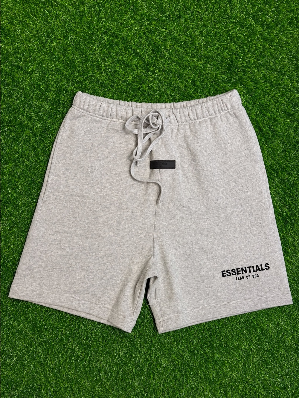Essentials Light Heather Gray Athletic Shorts with Drawstring